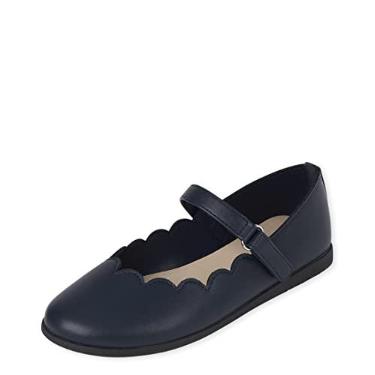 Imagem de The Children's Place Sapatilhas Maryjane de bico fechado para meninas, Scalop azul-marinho, 13 Little Kid