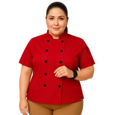Imagem de Dólmã Para Chef Cozinha Feminino Plus Size Uniforme Cozinheira Restaur