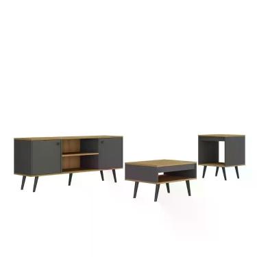 Imagem de Conjunto Sala de Estar Tóquio 3 Peças com Rack para TV Mesa de Centro 