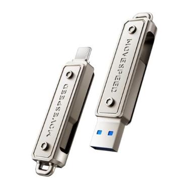 Imagem de MOVE SPEED Pen drive USB de 128 GB, pen drive de 400 MB/s com tipo-C + porta dupla USB 3.2 Gen1, unidade USB C de alta velocidade compatível com USB 3.1/3.0/2.0 para iPhone série 16/15, Android,