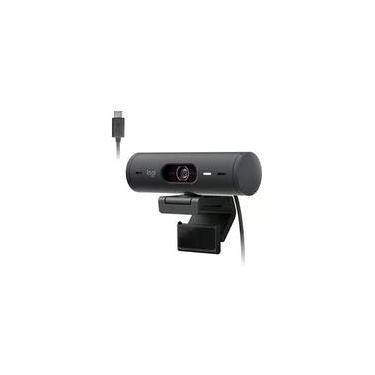 Imagem de Webcam + Suporte Logitech Brio 500 Full HD, 1080p, 30 FPS, com Microfones Duplos, USB, Suporte Incluso, Grafite - 960-001412