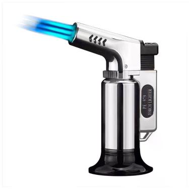 Imagem de Isqueiro Metálico Tocha Flamejante Maçarico Portátil Culinário Automático à Gás Acendedor Flambador