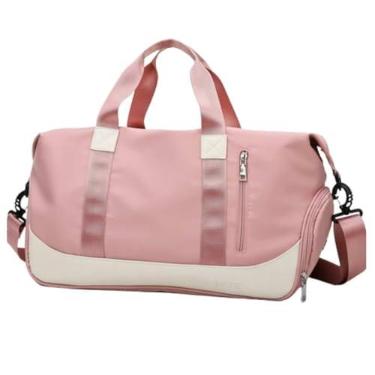 Imagem de Bolsa Mala de Mão Feminina Grande Transversal Viagem Espaçosa 10 Kg Bordo Rigida Zíper Academia Necessaire Passeio Espaçosa (Rosa)