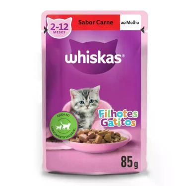 Imagem de Ração Úmida Whiskas Sachê Carne ao Molho para Gatos Filhotes 85 g