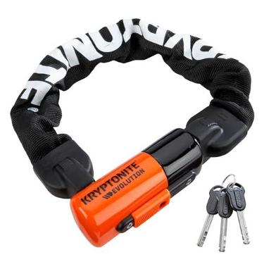 Imagem de Kryptonite Evolution 1055 Mini cadeado de corrente de bicicleta, corrente de aço de 10 mm de comprimento, resistente, antifurto, vendido com chaves para bicicleta elétrica, motocicleta, scooter,