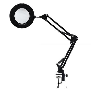 Imagem de Lâmpada de Lupa Iluminada 10X de 3 Cores Com Escurecimento Contínuo de 360 ​​graus, Braços Ajustáveis, Luz de Bancada Com Clipe para Trabalhos Próximos, Reparos, Leitura, (BLACK)