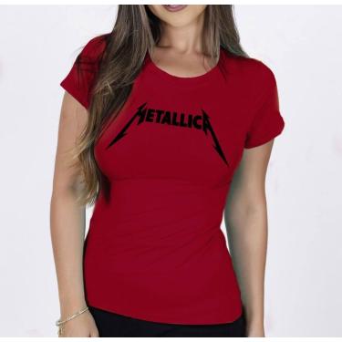 Imagem de Camiseta Feminina Banda Metalica Rock Hard Baby Look 100% Algodão - SE