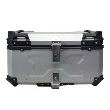 Imagem de Baú Traseiro para Moto 60L-T-X 60L em Alumínio Prata para 2 Capacetes com Base Universal Tronos