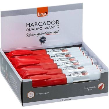 Imagem de Pincel Quadro Branco Recarregavel Vermelho CX.C/12 - BRW
