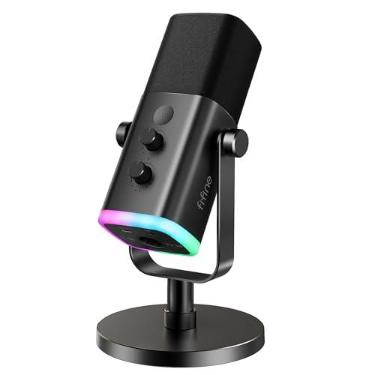 Imagem de FIFINE AM8 Microfone dinâmico USB/XLR para gravação de podcast Streaming | RGB Microfone Gamer para jogos de computador,botão de mudo,conector para fones ouvido,suporte de mesa,para cantar e YouTube
