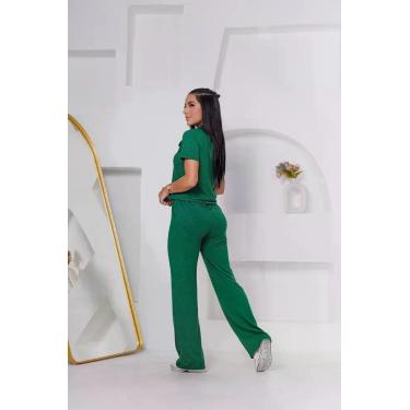 Imagem de Conjunto de moletinho pantalona e ziper na blusa e elastico na cintura