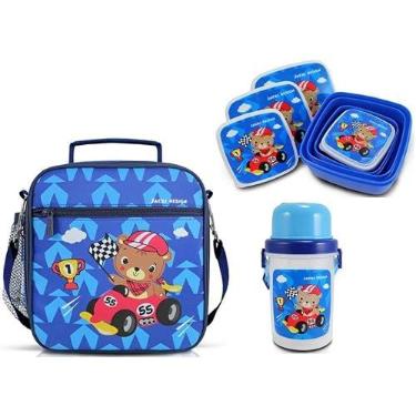 Imagem de Bolsa Térmica + Marmita + Garrafinha Infantil Menino Escolar