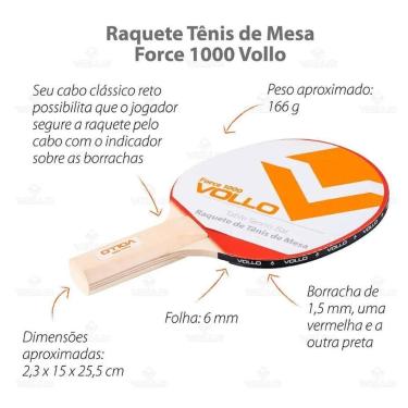 Imagem de Raquete Tênis Mesa Force 1000 Vollo Vermelho/preto St (reto)