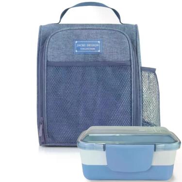 Imagem de Bolsa Térmica Lancheira Necessaire + Pote Marmita 2 Andares Divisórias