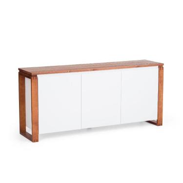 Imagem de Buffet 3 portas 1 gaveta em Madeira e MDF Branco 140 cm Craft Artemobi