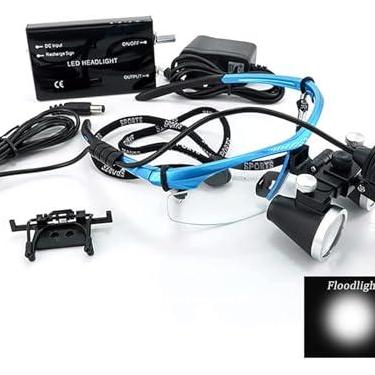 Imagem de Lupas Dentais Ti-fog Com Luz Lupa Cirúrgica Para Clínica, Lupa Portátil Headbd, Assistência Odontológica Óculos De Lupa Para Cirúrgico, 3.5x, Blue Floodlight