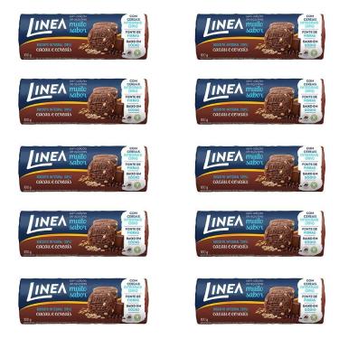 Imagem de Biscoito Integral Linea Cacau e Cereais Kit 10 Pacotes 100g