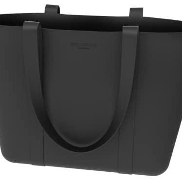 Imagem de Bellwood Bolsa de ombro de silicone para compras, compras, praia, piscina, acampamento, minimalista, à prova d'água, lavável, Preto, Large