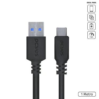 Imagem de Cabo para Celular Smartphone USB Tipo C para USB a 3.0 1 Metro Preto -