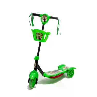 Imagem de Patinete Dino Verde Para Criança Legal Até 35 Kg Ajustável - DM Toys