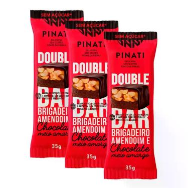 Imagem de Kit 3 Barra Pinati Double Bar Brigadeiro Amendoim e Chocolate Meio Ama