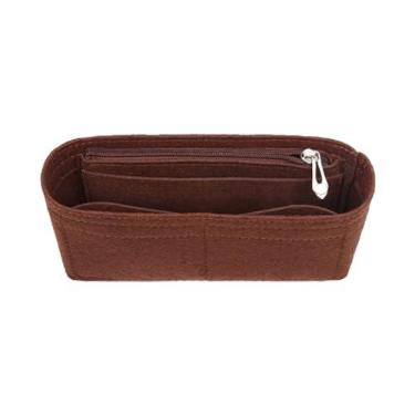 Imagem de Forro de saco de tecido de feltro versátil, organizador conveniente com zíper para bolsas, prático, perfeito para viagens, compras e uso diário, Café, Zipper style