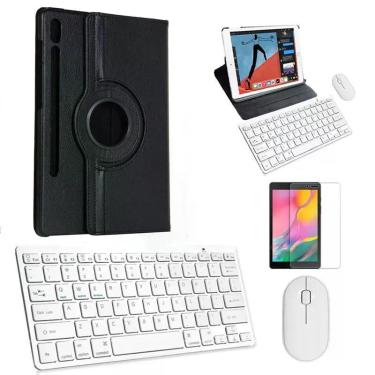 Imagem de Kit Capa 360 Preto / Teclado e Mouse branco e Película para Galaxy Tab