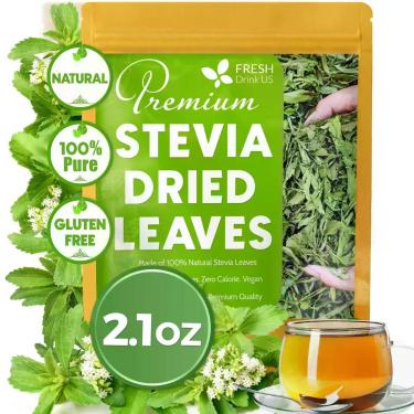 Imagem de Folhas de estévia FRESHDRINKUS Premium 2,1 oz Natural Vegano