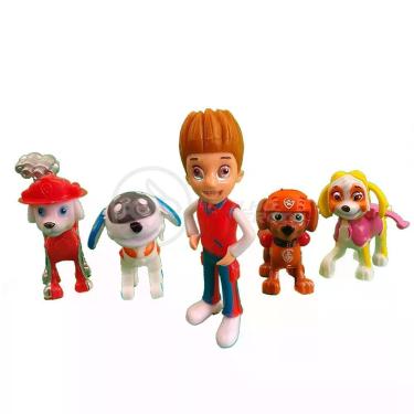 Imagem de Kit de Bonecos Brinquedos Patrulha Canina com 5 Personagens Ryder, Marshall, Zuma, Skye e Robo Dog, 4 Skates