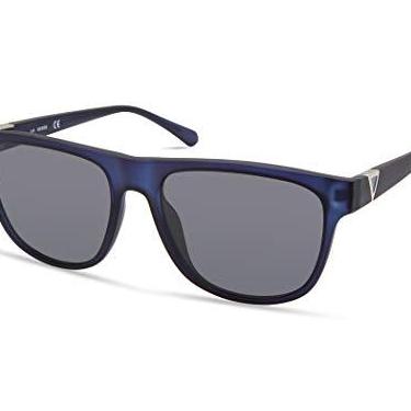 Imagem de GUESS Óculos de sol masculinos quadrados com fundo arredondado, Azul fosco, 55mm