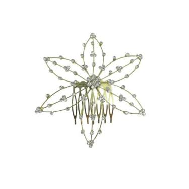 Imagem de Arranjo Pente De Cabelo Sofisticado Strass Luxo Luisa (Dourado)