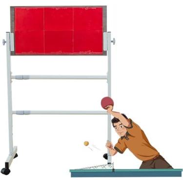 Imagem de Indoor Outdoor Ping Pong Table Rebound Board Autônomo Mesa De Retorno De Tênis De Mesa Rebounder Equipamento De Autotreinamento Fácil De Instalar, Black, With 8 Rubbers