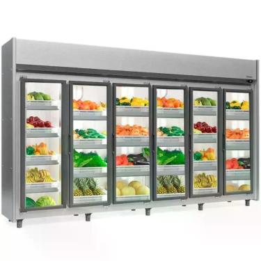 Imagem de Refrigerador Vertical Auto Serviço Hortifruti 6 Portas Geas6p Inox Gelopar 220V