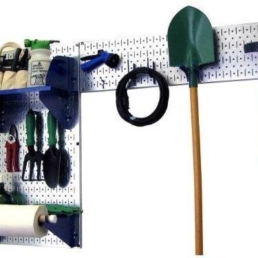 Imagem de Wall Control Kit organizador de ferramentas de jardim para armazenamento e organização Pegboard Garden com pegboard metálico e acessórios azuis