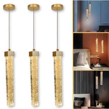 Imagem de Kit 3 Pendente Led Bolhas De Cristal Quadrado Bivolt 3 Em 1