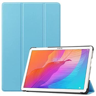 Imagem de Capa para tablet Caso para Huawei MatePad T10 10.1 "AGS3-L09 AGS3-W09 / T10 9.7" AGR-L09 AGR-W09 / Para desfrutar do tablet 2 10.1 "Slim Tri-Dobral Stand Smart Case, Angles Multi-Visualização Stand Ha