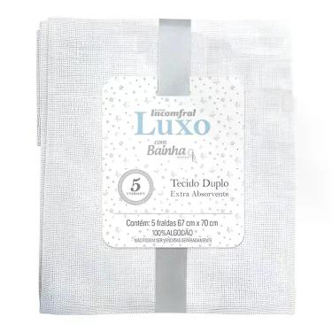 Imagem de Fralda de Pano Luxo 5 Unidades Estampada com Bainha Bebê 100% Algodão 