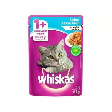 Imagem de Ração Úmida para Gato Adulto Sachê - Whiskas Atum ao Molho 85g