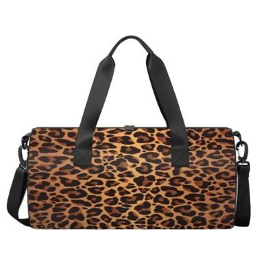 Imagem de Bolsa de ginástica esportiva com estampa de pele de leopardo bolsa de bagagem com estampa de leopardo bolsa esportiva bolsa de ginástica bolsa de viagem bolsa de ginástica de lona de viagem bolsa de