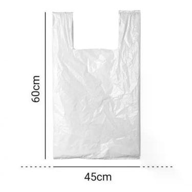 Imagem de Sacola Plástica Branca Polietileno Reciclado 45x60 Pct 5KG para Uso Geral com Alta Resistência Branco Higipack