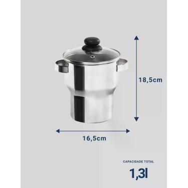 Imagem de Cuscuzeira Para Cuscuz De Aço Inox 1,3 L Funciona Em Fogão De Indução