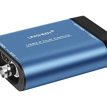 Imagem de UNISHEEN Placa de captura de entrada dupla USB 3.0 HDMI SDI, transmissão de vídeo ao vivo, HDMI para USB 3.0 HD 1080P conversor de grabber de vídeo de transmissão ao vivo (UC3300HS-EU)