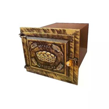 Imagem de Forno para Fogao a Lenha Metasal N05 Pesado Aco Carbono 0,90mm 50x35x30cm Frente Aluminio Dourado