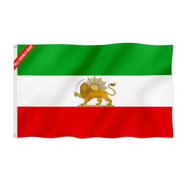 Imagem de Bandeira da Pérsia Histórica do Irã Dupla Face Antigo Sol de Leão Bandeira Iraniana 9 x 1,5 m À Prova de Desbotamento Linda Cor Poliéster Mais Grosso com 2 Ilhós de Latão