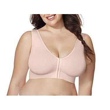 Imagem de Hanes Sutiã feminino Just My Size Pure Comfort, camiseta sem fio com fecho frontal, Concha de areia, 1X