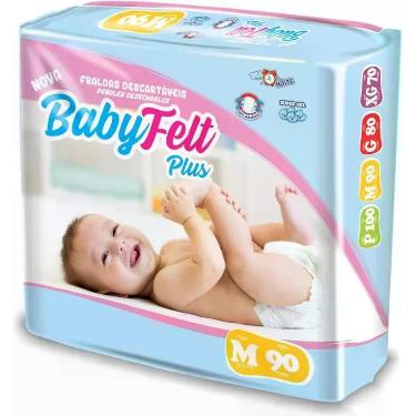 Imagem de Kit 5 Fralda Descartável Baby Felt Noturna Infantil M - 90 Unidades Ba
