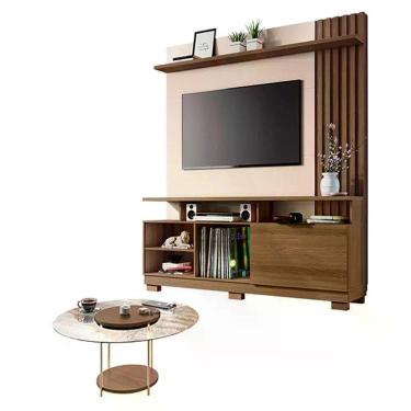 Imagem de Estante Home Theater Artheo Castanho Off White Com Mesa De Centro Sky 