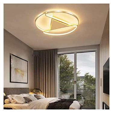 Imagem de Lustre moderno LED, luzes de teto LED de luxo, luminária de teto industrial dourada minimalista, redonda, regulável, moderna, sala de estar, cozinha, lustre LED moderno, luminária retrô