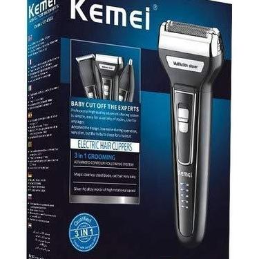 Imagem de Barbeador Eletrico Kemei shaver 6558 Original 3 em1 - Maquina profissional de Barbear, sem fio, Recarregável.