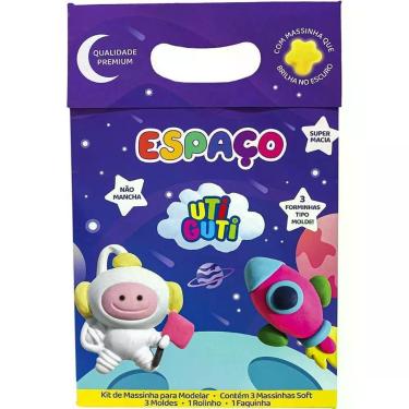 Imagem de Massa para Modelar Kit Espacial Brilha no Escuro com Glitter e Moldes 3D 5 Peças Make+